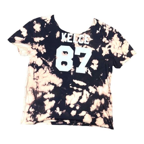 Kansas City Chiefs Kelce 87 Tie-Dye T-Shirt Black Graphic Tee Taylor Swift READ - Picture 3 of 5